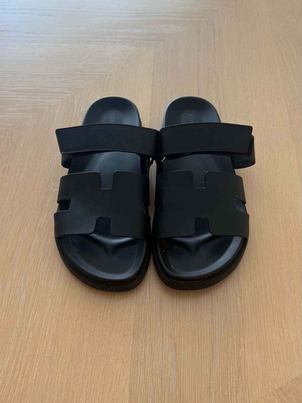 Hermes Black Men's Slide Sandals with Signature H Cutout